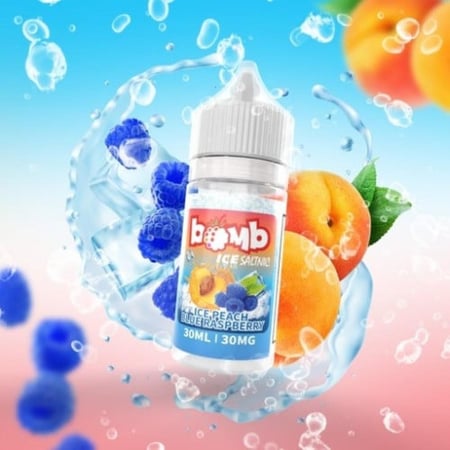 بومب خوخ بلو راسبيري سولت - bomb ice peach blue raspberry