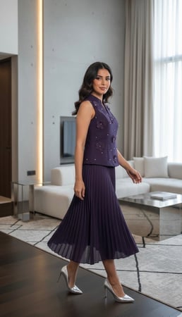 فستان نايت أوركيد  (Night Orchid Pleated Set)