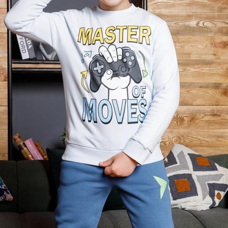 بيجامة اولادي ميلتون مطبوعة DTF  يد فيها قبضة بلايستين