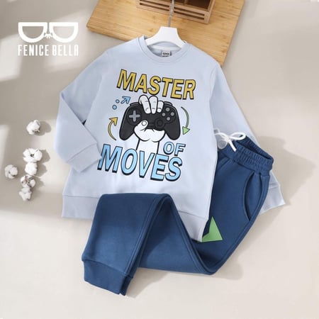 بيجامة اولادي ميلتون مطبوعة DTF  يد فيها قبضة بلايستين