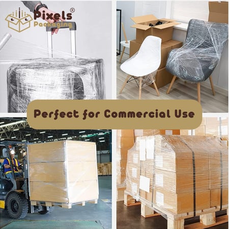 4 لفة رول تغليف شفاف قابل للتمدد من بكسل التغليف, متينة وقوية ذاتية اللصق ومقاومة للماء