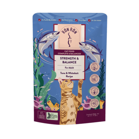 طعام قطط بالتونة والسمك الأبيض لتعزيز الجهاز المناعي من رون رون 75 جم