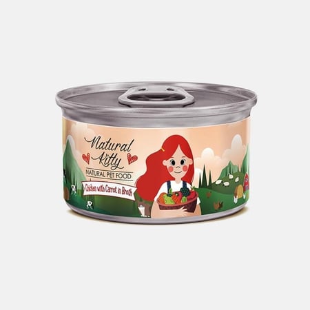 معلبات للقطط ناتشورال كيتي بالدجاج والجزر 80جم