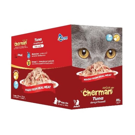 كارتون شيرمان اكل قطط رطب تونة في الجيلي للقطط البالغة 12ظرف