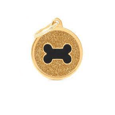 قلاده ماي فاميلي عظم كبير على شكل دائري اسود لامع