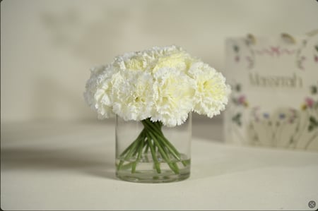 فازه ورد قرنفل أبيض