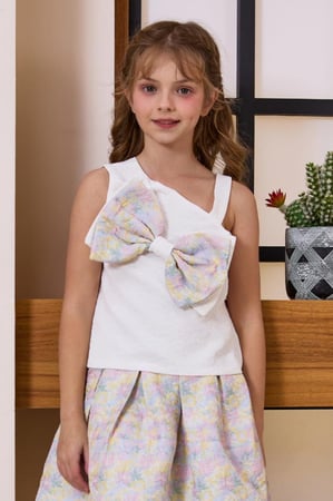 Blouse with bow on chest 7161