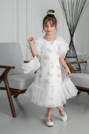 فستان سهرة بناتي  مورد كرنشه S01093