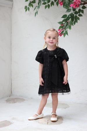 فستان اسود ترتر بناتي 7018