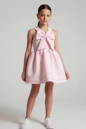 فستان بناتي - فستان سهرة بناتي وردي بفيونكة ملكية