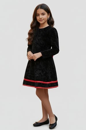 فستان بناتي سهرات اسود شتوي