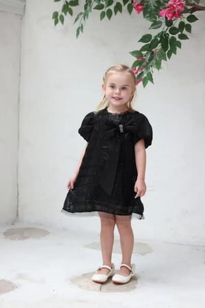 فستان اسود ترتر بناتي 7018