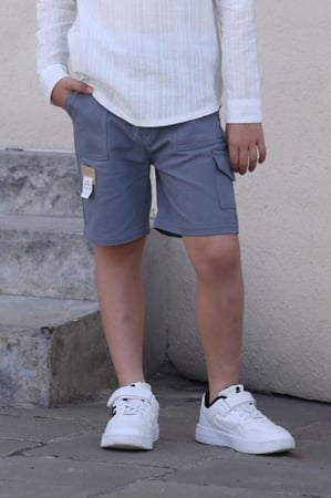 شورت ولادي رمادي كلاسيك 4132