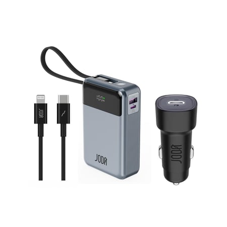 عرض 3 منتجات من جوده: بطارية 10 الاف مع شاحن سيارة 30 واط وكيبل شحن ايفون PD