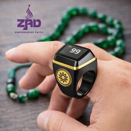 خاتم ZAD الذكي – تذكير بالصلاة + عداد تسبيح إلكتروني