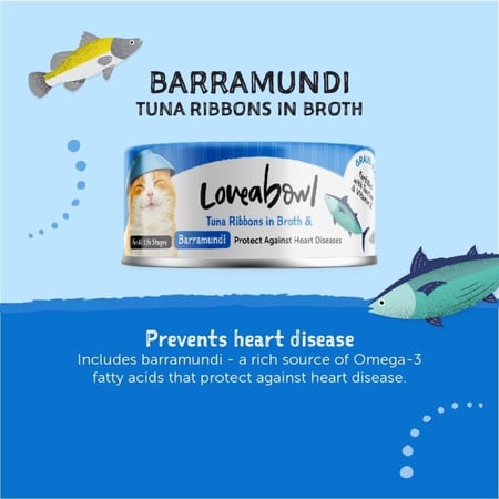 لاف اباول رقائق التونة مع سمك البراموندي في المرق - طعام رطب للقطط لجميع المراحل العمرية - 70 غ