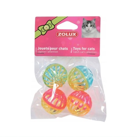 لعبة 4 كرات ملونة مع أجراس لتنشيط الحواس واللعب 4 سم من زولوكس