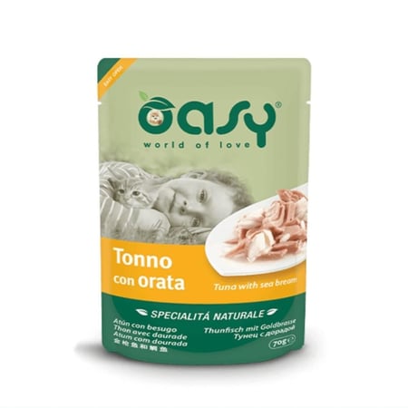 أوسي اظراف طعام رطب للقطط بنكهة التونة مع الدنيس 70 غ