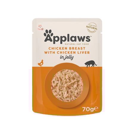 أبلاوز أظرف طعام رطب للقطط - صدور الدجاج الطري مع الكبد في الجيلي 70 غ