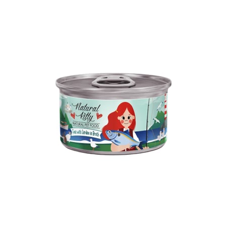 معلبات التونة مع السردين في المرق للقطط 80 غ ناتشورال كيتي طعام رطب