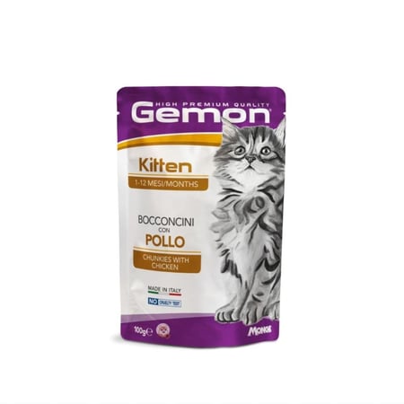 جيمون طعام رطب للقطط الصغيرة بقطع الدجاج 100 غ