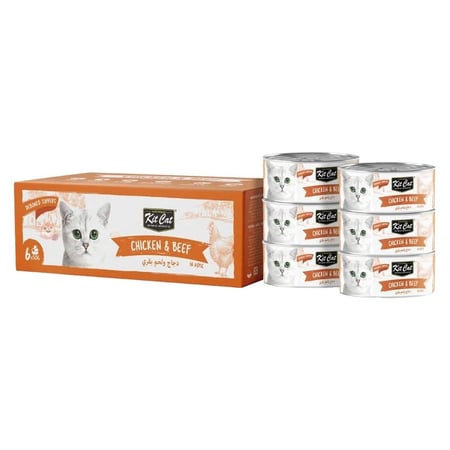 كت كات طعام رطب للقطط - دجاج ولحم بقري - 6 × 50 غ