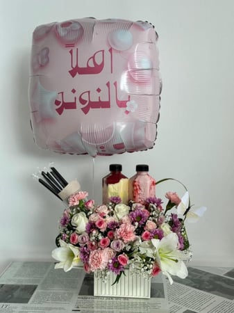 ورد اضافة عصير وبالون قصدير
