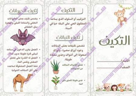 مطوية التكيف ثالث ابتدائي pdf