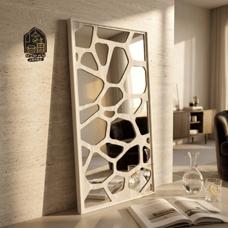 مرآة جدارية مستطيلة بتصميم هندسي