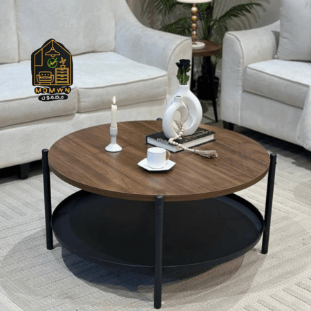 طاولة شاي دائرية بطبقتين