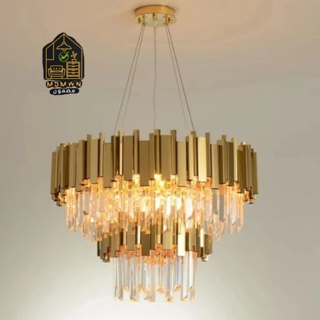 ثريا كريستال المنيوم ذهبي دورين 80سم*40سم