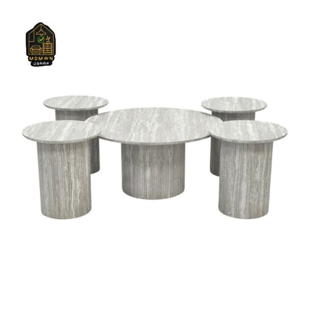 طقم طاولات شاي 4+1 خشب جوز