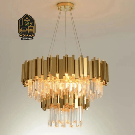 ثريا كريستال المنيوم ذهبي دورين 80سم*40سم