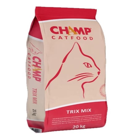 تشامب – طعام جاف للقطط بنكهات السمك والقلب واللحم 20 كيلو  Champ Cat food Tris Mix