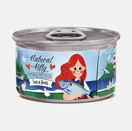معلبات ناتشورال كيتي فيليه التونة في المرق (للقطط الصغيرة والبالغة) Natural Kitty TUNA in BROTH 80g