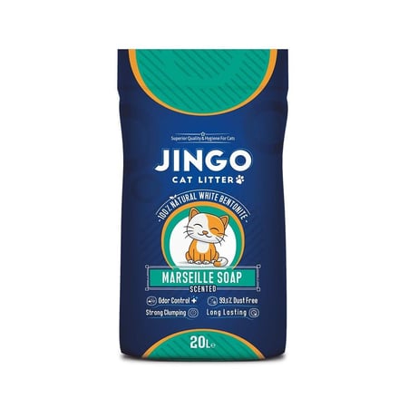 جينغو Jingo - رمل قطط عالي التكتل وكاتم قوي للرائحة رائحة الصابون المنعش