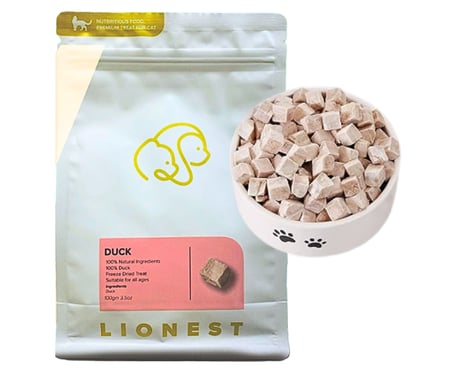 ليون ليونيست - وجبات ومكافآت صحية لحم بط صحي مجفف بالتبريد للقطط والكلاب 100 جرام