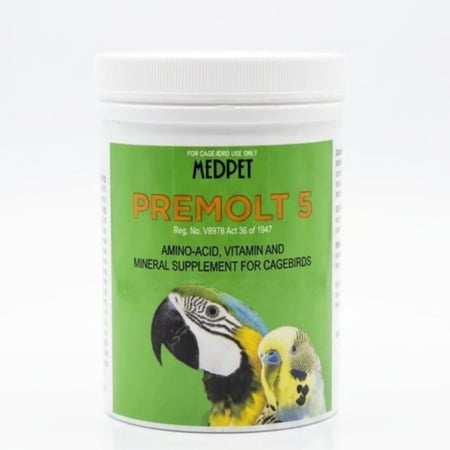 Premolt 5: مكمل فيتامينات ومعادن للطيور لدعم الريش