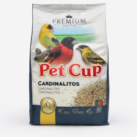Pet Cup Premium Cardinalitos: خلطة بذور فاخرة مخصصة لطيور السيسكين والفينيوز (الكناري الفنزويلي).