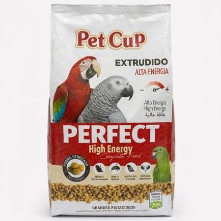 Pet Cup Perfect: غذاء "إكسترودد" عالي الطاقة للببغاوات الكبيرة.