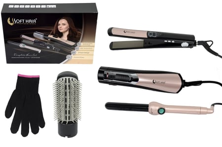 مجموعةتصفيف الشعر + مكواة فرد الشعر + فير تجعيد الشعر