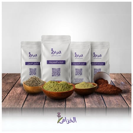 بكج اقتصادي - 2 كيلو حناء + نصف كيلو سدر + نصف كيلو مشاط + نصف كيلو اكليل الجبل