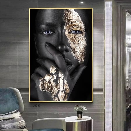 لوحات فنية امرأة أفريقية مطبوعة على قماش الكانفس موديل ( 1747)