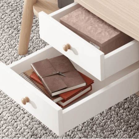 طاول خشب لغرفة المعيشة  تخزين سعة كبيرة طبقة مزدوجة القهوة  مع 2 أدراج 100*50 سنتيمتر تركيب سهل