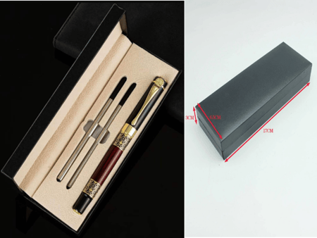 هدية قلم حبر جل  احمر معدني فاخر للمكتب والعمل والتوقيع علبة هديا + 3 عبوات حبر ازرق