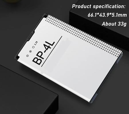 بطارية نوكيا BP-4L بديلة تجارية متوافقة مع جوال E61i E63 E90 E95 E71 6650 6760 N97 N810 E72 E52 E55 E73 6790