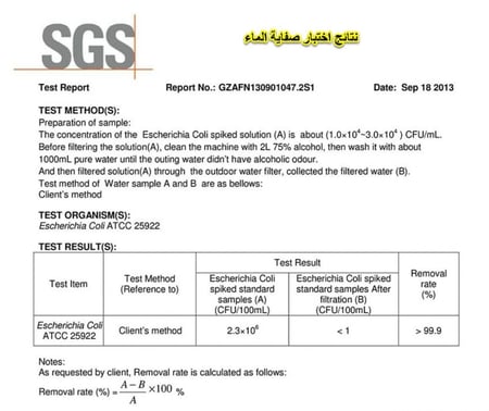 فلتر ماء محمول قدرته 0,6 لتر في الدقيقة للرحالة ومحبي الشرب من مياه الأمطار