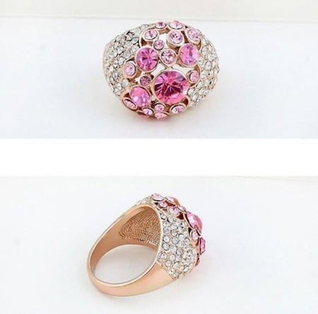 خاتم نسائي مطلي بالذهب مقاس 7.25 أمريكي