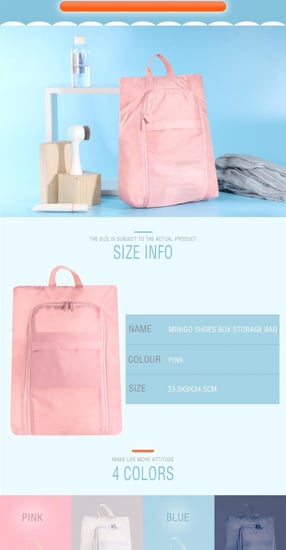 حقيبة تخزين الأحذية (وردي)  المقاس: 26x9×34 سم