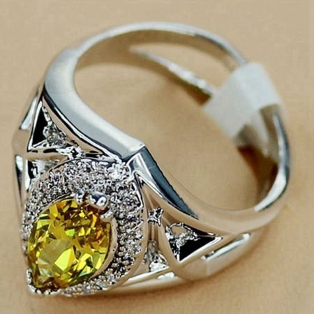 خاتم نسائي مطلي بالفضة ومزين بالزركون الكوبي مقاس 8 أمريكي